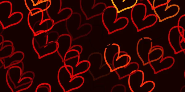 Φως Πορτοκαλί Διάνυσμα Φόντο Καρδιές Θολή Διακοσμητική Σχεδίαση Στυλ Doodle — Διανυσματικό Αρχείο