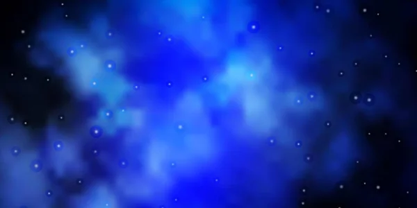 Fondo Vector Azul Oscuro Con Estrellas Pequeñas Grandes — Vector de stock