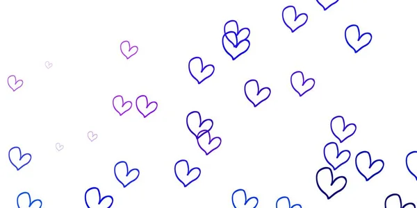 Светло Розовый Синий Векторный Узор Цветными Сердцами Сердца Размытом Абстрактном — стоковый вектор