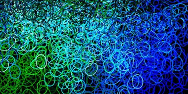 Koyu mavi, Memphis şekilli yeşil vektör dokusu. Soyut tarzda, gradyan formlarda basit tasarım. Reklamlarınız için modern tasarım.