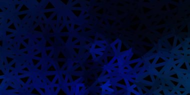 Koyu mavi vektör poli üçgen düzeni. Soyut üçgenlerle dekoratif renkli çizimler. Web uygulamalarınız için duvar kağıdı.