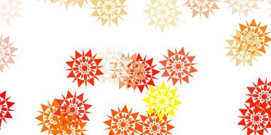 Açık turuncu vektör güzel kar taneleri çiçekli arka plan. Kar taneleriyle soyut renkli çizimler. Yeni yıl web siteleri deseni.