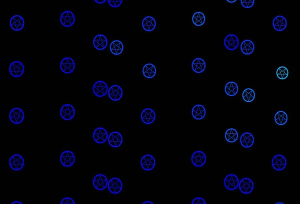 带有魔法元素的深蓝色矢量图案 用灵性力量的神奇迹象来说明 你的神秘设计很简单 — 图库矢量图片