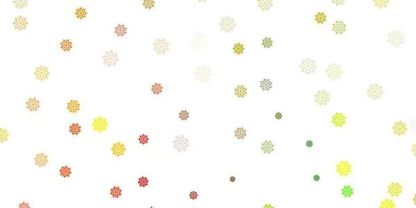 Hellgrünes Gelbes Vektormuster Mit Farbigen Schneeflocken Bunte Schneelemente Dekorativen Weihnachtsstil — Stockvektor
