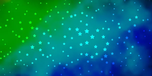 Azul Oscuro Plantilla Vectorial Verde Con Estrellas Neón — Vector de stock