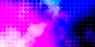 Açık pembe, daireli mavi vektör düzeni. Baloncuklu gradyan tarzda soyut dekoratif tasarım. Reklamlarınız için tasarım.