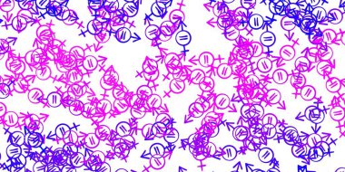 Açık Mor, kadın hakları sembollü pembe vektör dokusu. Kadın gücünün resmedildiği soyut bir çizim. Uluslararası Kadınlar Günü için arkaplan