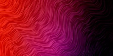 Açık pembe, kıvrımlı çizgileri olan kırmızı vektör deseni. Renkli çizgilerle dairesel çizimler. Web siteleri, iniş sayfaları için desen.