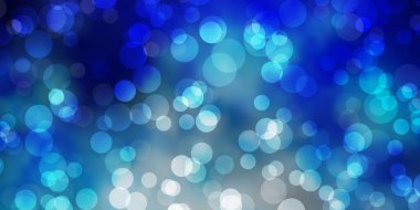 Açık pembe, köpüklü mavi vektör arkaplan. Renkli damlaları olan soyut parlak bir illüstrasyon. Posterler, afişler için tasarım.