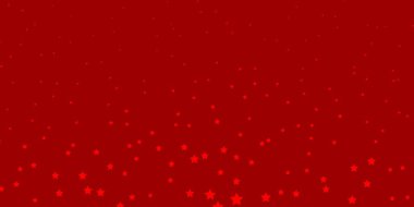 Neon yıldızlı koyu kırmızı vektör şablonu. Küçük ve büyük yıldızlı parlak renkli bir illüstrasyon. Hediyeleri paketlemek için desen.