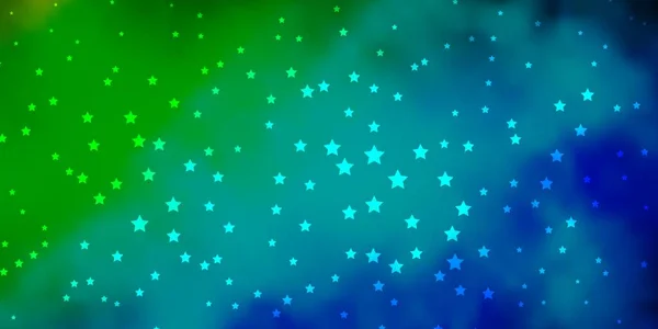 Azul Oscuro Plantilla Vectorial Verde Con Estrellas Neón Ilustración Decorativa — Vector de stock