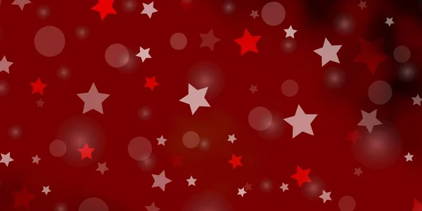 Fundo Vetorial Vermelho Escuro Com Círculos Estrelas Ilustração Colorida Com —  Vetores de Stock