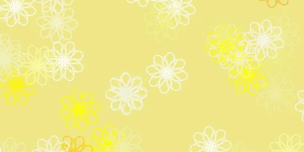 Vermelho Claro Amarelo Vetor Doodle Textura Com Flores Design Moderno — Vetor de Stock