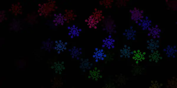Тёмный Многоцветный Векторный Фон Вирусными Символами Красочные Градиентные Символы Болезни — стоковый вектор