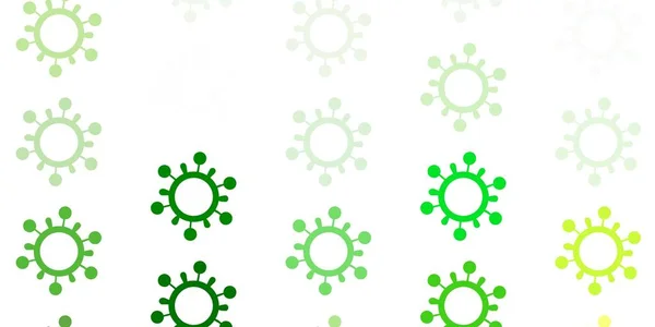 Fond Vert Clair Vecteur Jaune Avec Des Symboles Virus Conception — Image vectorielle