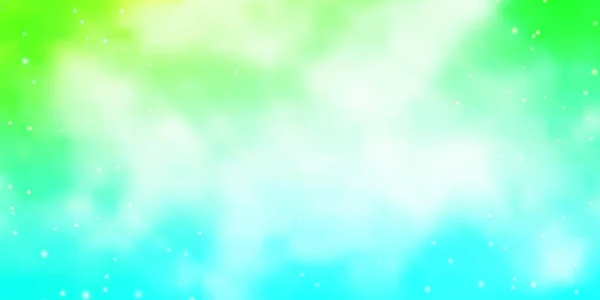 Bleu Clair Fond Vectoriel Vert Avec Petites Grandes Étoiles — Image vectorielle