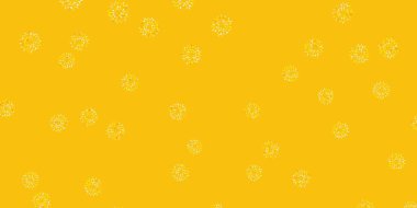 Çiçekli açık sarı vektör karalama şablonu. Sıradan arka planda çiçekler olan basit bir tasarım. Bahar partileri için renkli desen.