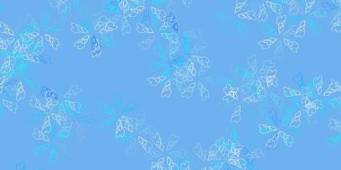 Açık mavi vektör yapraklı soyut arkaplan. Zarif doğal desenli ve eğimli yapraklar. Broşürler ve kitaplar için akıllı tasarım.