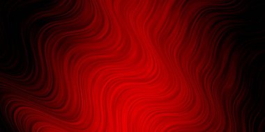 Bükülmüş çizgileri olan koyu kırmızı vektör arka plan. Eğimli renkli geometrik örnekler var. İş broşürleri, broşürler için desen