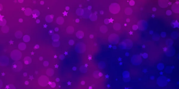 Luz Púrpura Rosa Vector Telón Fondo Con Círculos Estrellas Ilustración — Archivo Imágenes Vectoriales