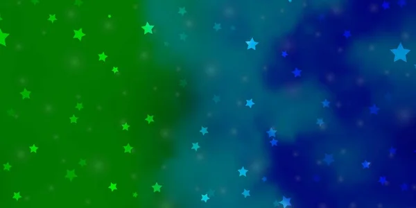 Bleu Clair Fond Vectoriel Vert Avec Petites Grandes Étoiles Flou — Image vectorielle