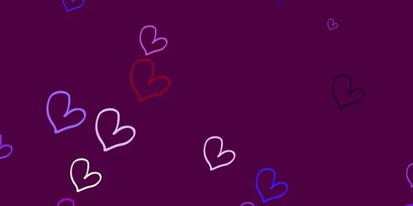 Светло Фиолетовая Векторная Текстура Прекрасными Сердцами Декоративная Сияющая Иллюстрация Сердцами — стоковый вектор