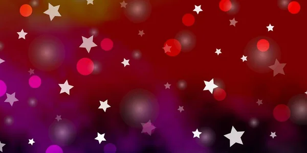 Rosa Claro Fondo Vector Amarillo Con Círculos Estrellas — Vector de stock