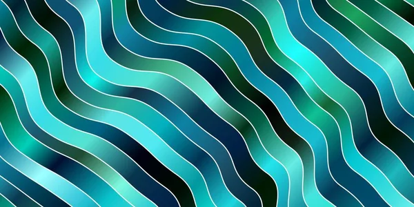 Hellblauer Grüner Vektorhintergrund Mit Gebogenen Linien — Stockvektor
