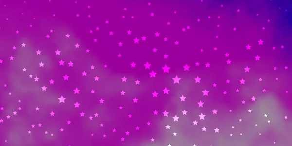 Dark Purple Vector Background Small Big Stars — Stock Vector