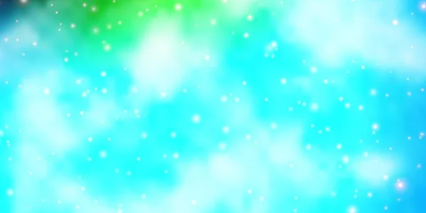 ライトブルーネオン星の緑のベクトルテンプレート — ストックベクタ