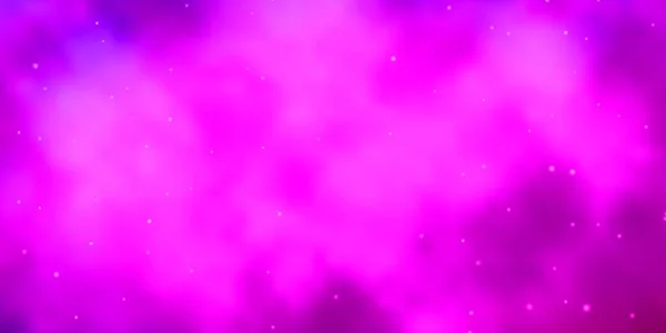 Hellviolett Rosa Vektorhintergrund Mit Kleinen Und Großen Sternen — Stockvektor