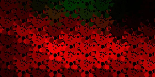 Fondo Verde Oscuro Vector Rojo Con Símbolos Virus Ilustración Inteligente — Vector de stock