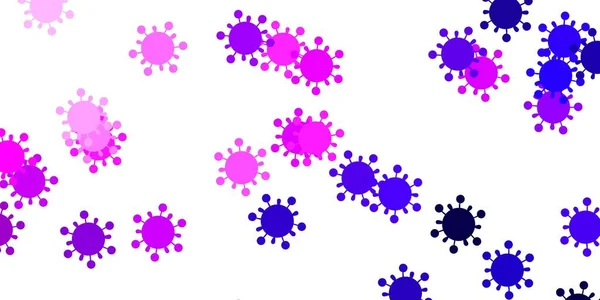 明るい紫色のピンクのベクトルの背景に Covid 19記号があります シンプルな抽象的なスタイルでカラフルなグラデーション病気のシンボル 危険熱に対する単純な図面 — ストックベクタ