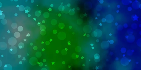 Ανοιχτό Μπλε Πράσινο Διάνυσμα Φόντο Κύκλους Αστέρια — Διανυσματικό Αρχείο
