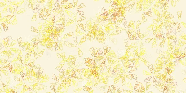 Hellgelbes Vektor Abstraktes Muster Mit Blättern Dekorative Illustration Mit Kritzeleien — Stockvektor