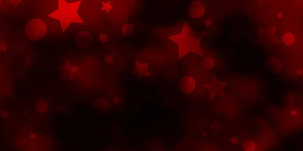 Dark Red Vector Backdrop Circles Stars — Stock Vector