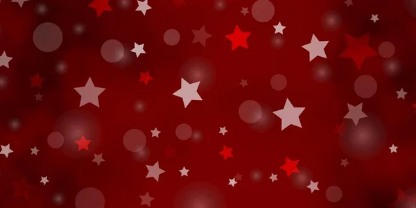 Světle Červené Vektorové Pozadí Kruhy Hvězdy — Stockový vektor