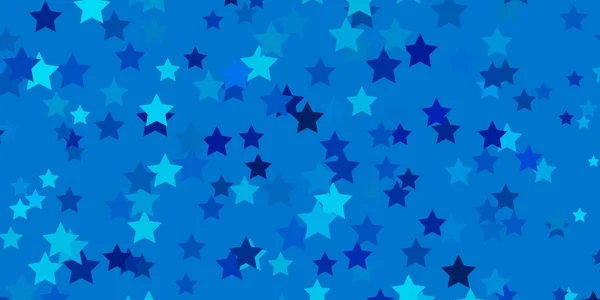 Luz Azul Fundo Vetorial Com Estrelas Pequenas Grandes Projeto Decorativo — Vetor de Stock