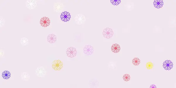 Helle Mehrfarbige Vektor Doodle Hintergrund Mit Blumen Abstrakte Illustration Mit — Stockvektor