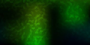 Koyu mavi, altıgenli yeşil vektör deseni. Görüntü arkaplanındaki soyut renk eğimli altıgenler. İniş sayfaları için tasarım.