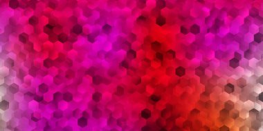 Açık pembe, altıgenli sarı vektör deseni. Renkli gradyan altıgenli basit bir çizim. Sosyal ağlarınız için tasarım.