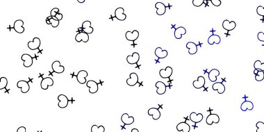 Kadın güç sembollü hafif Mavili vektör arkaplanı. Değişken feminizm şekilli renkli bir illüstrasyon. Duvar kağıtları için zarif tasarım.