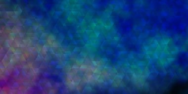 Açık mavi, çizgileri ve üçgenleri olan yeşil vektör arkaplan. Renkli üçgenli modern gradyan çizimi. Reklamlar için desen.