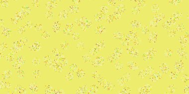 Açık yeşil, çiçekli sarı vektör karalama deseni. Sıradan arka planda çiçekler olan basit bir tasarım. Broşürler ve kitaplar için akıllı tasarım.