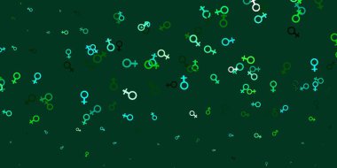 Açık mavi, feminizm unsurlu yeşil vektör deseni. Değişken feminizm şekilli renkli bir illüstrasyon. Kadınların gücünü göstermek için en iyi tasarım..