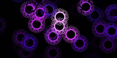 Koronavirüs elementli koyu mor vektör deseni. Dekoratif tarzında renkli işaretleri olan akıllı illüstrasyon. Karantina olayları için en iyi tasarım.