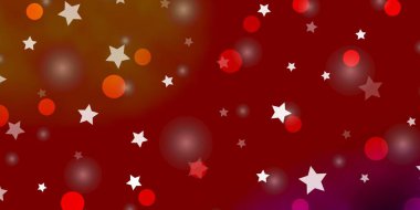 Açık mavi, kırmızı vektör arkaplan daireli, yıldızlı. Renkli damlaları ve yıldızları olan soyut çizimler. Kumaş ve duvar kağıtlarının dizaynı için desen.