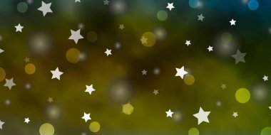 Açık Mavi, çemberli sarı vektör arkaplanı, yıldızlar.