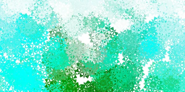 Sfondo Vettore Verde Chiaro Con Fiocchi Neve Natale Elementi Neve — Vettoriale Stock