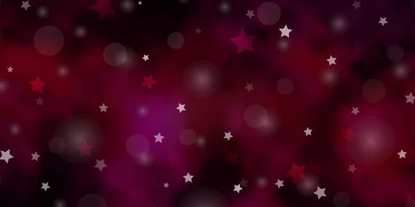 Шаблон Светло Розового Вектора Кругами Звездами — стоковый вектор